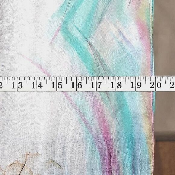 Vtg multicolour pastel watercolour oversized chiffon scarf - Picture 7 of 10